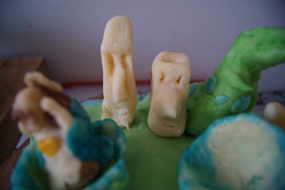 Easter Island Dudes. One is legit, the other is a poser.