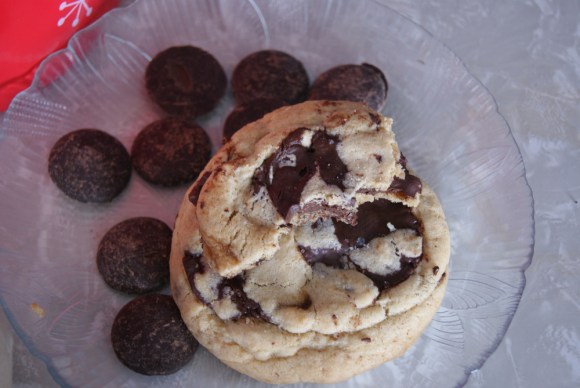 Yes, that is one mostly-eaten cookie on top of a fresh one. Self control is not my strong suit.